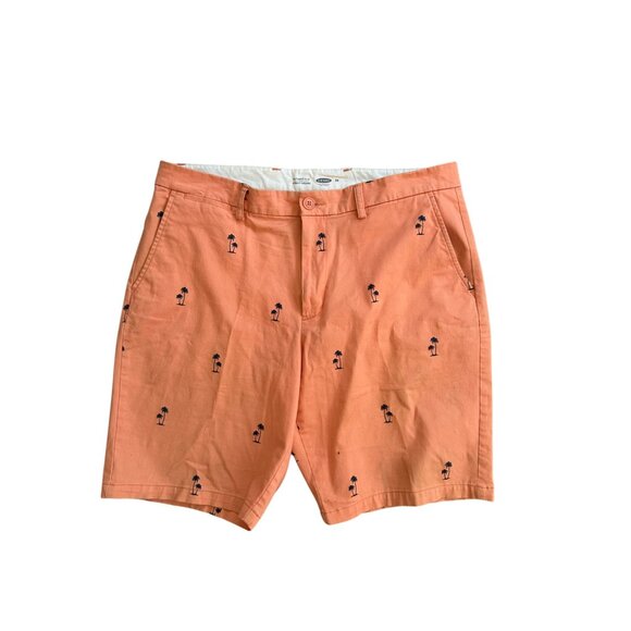 OLD NAVY Men's Orange  Ultimate Slim Palm Tree Embroidered Shorts Size 36 - Picture 5 of 8